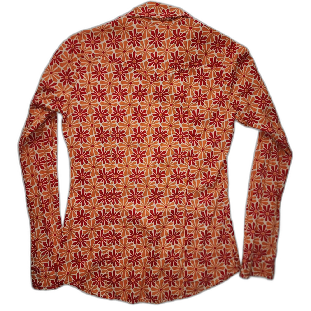 Roper Orange & Red Floral Button Down Western Shirt Size XS - Picture 2 of 8